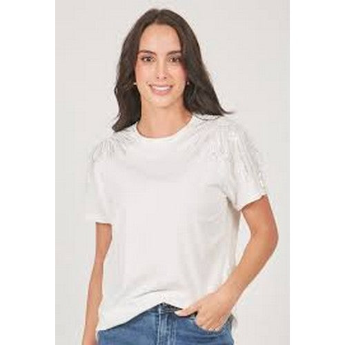 GT931 Sequin Shoulder Dressy T-Shirt White