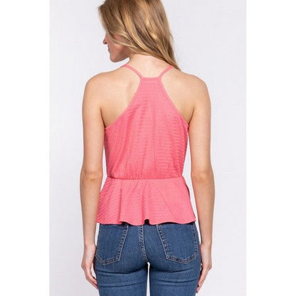 Textured Surplice Cami in Pink