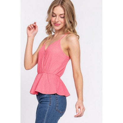 Textured Surplice Cami in Pink