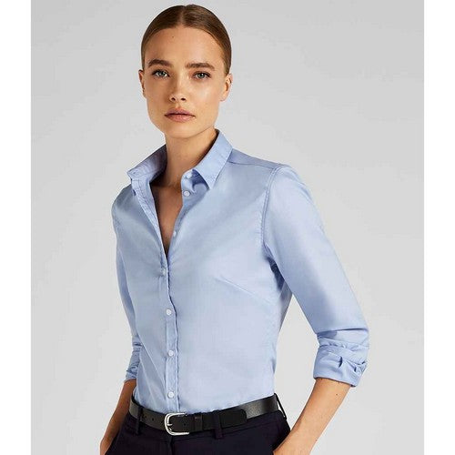 Kustom Kit Long Sleeve Oxford Shirt Light Blue
