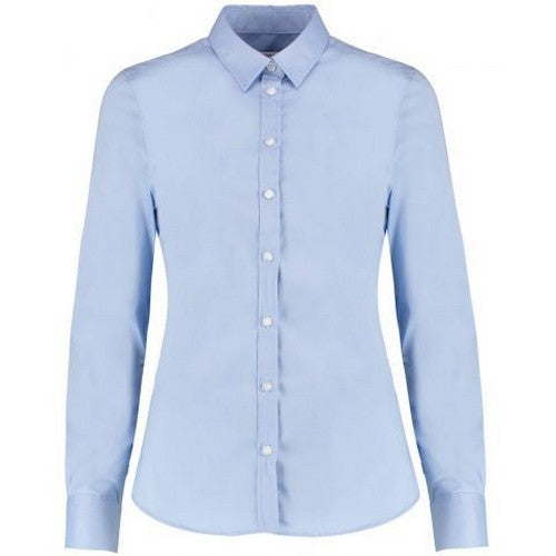 Kustom Kit Long Sleeve Oxford Shirt Light Blue