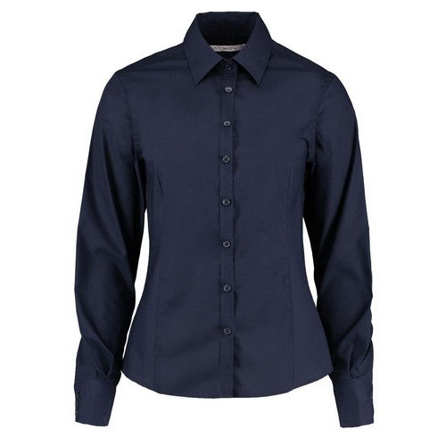 Kustom Kit Long Sleeve Oxford Shirt Navy