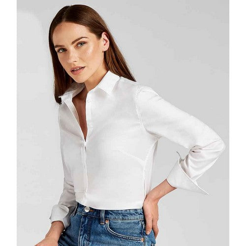 Kustom Kit Long Sleeve Oxford Shirt White