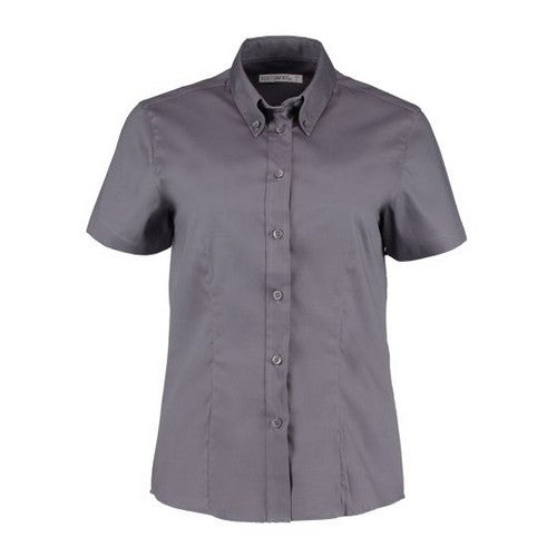 Kustom Kit Short Sleeve Oxford Shirt Charcoal
