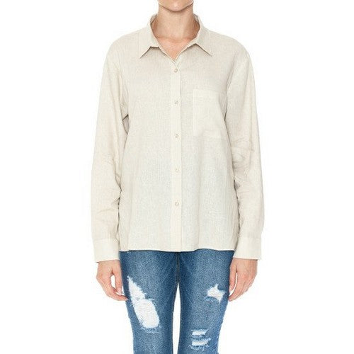 Patch Pocket Linen Shirt in Khaki