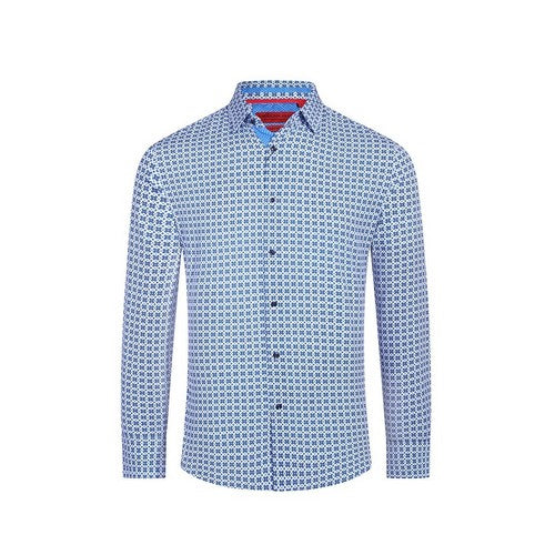 RBSTL-272 American Breed Slim Fit long Sleeve Print Shirt in Light Blue
