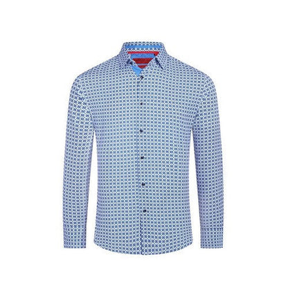 RBSTL-272 American Breed Slim Fit long Sleeve Print Shirt in Light Blue