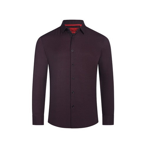 RBSTL-294 American Breed Slim Fit long Sleeve Print Shirt in Burgundy