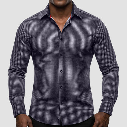 American Breed Smart Fit Dress Shirt in Black & White Geo Print