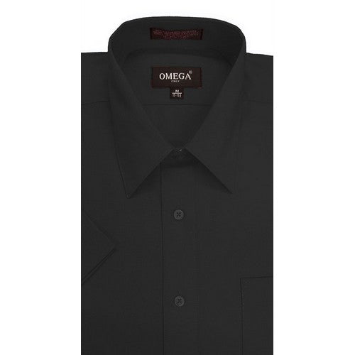 Omega Tux Short Sleeve Dress Shirt in Black