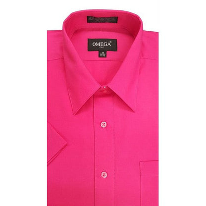 Omega Tux Short Sleeve Dress Shirt in Fuchsia