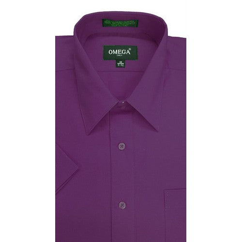 Omega Tux Short Sleeve Dress Shirt in Purple