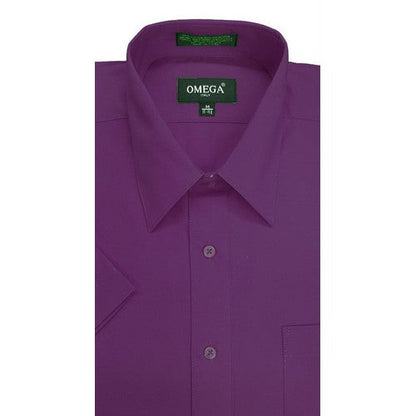 Omega Tux Short Sleeve Dress Shirt in Purple