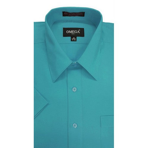 Omega Tux Short Sleeve Dress Shirt in Turquoise