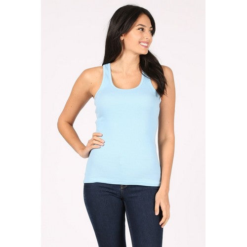 T2410R Baby Rib Racerback Tank Top in Light Blue