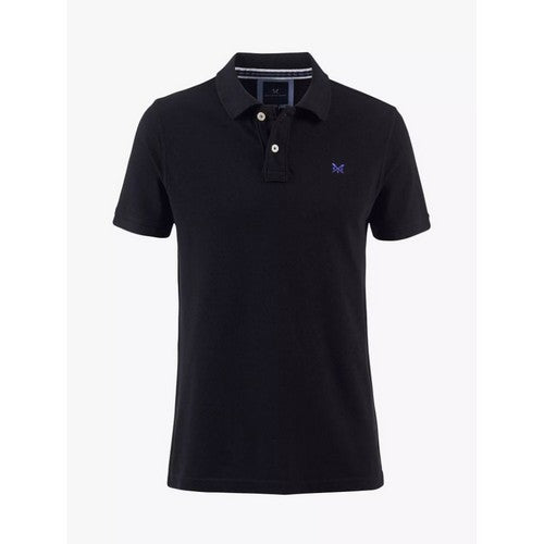 Crew Clothing Co Logo Pique Polo Shirt in Black
