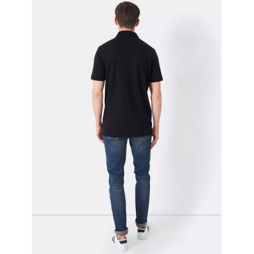 Crew Clothing Co Logo Pique Polo Shirt in Black