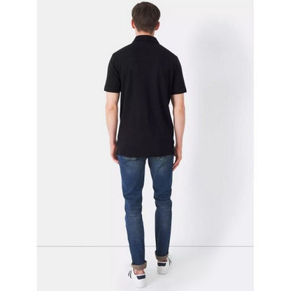 Crew Clothing Co Logo Pique Polo Shirt in Black