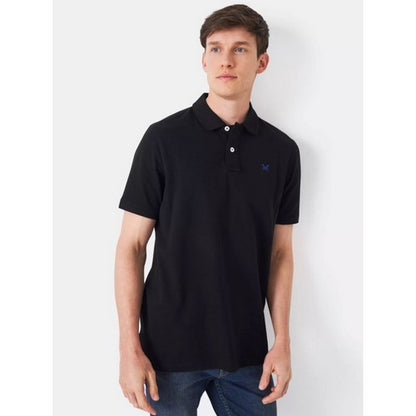 Crew Clothing Co Logo Pique Polo Shirt in Black