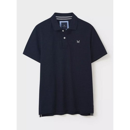 Crew Clothing Co Logo Pique Polo Shirt in Navy