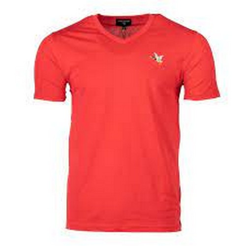 Chevignon Enzo Slim Fit V-Neck Logo Tee in Red