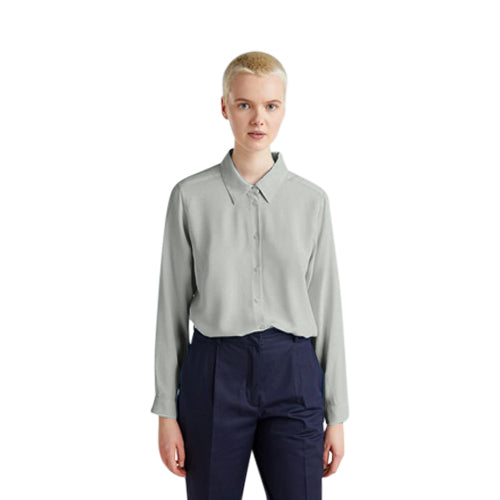 Benetton Regular Fit Viscose Shirt in Pale Olive