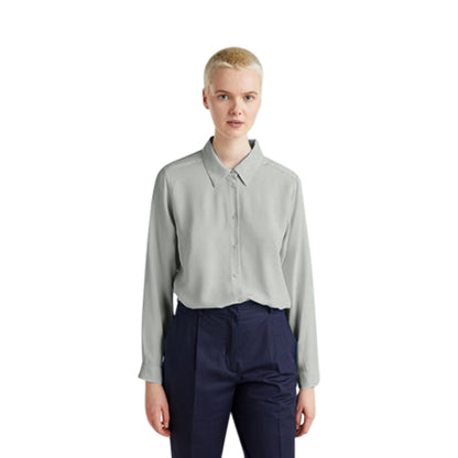 Benetton Regular Fit Viscose Shirt in Pale Olive