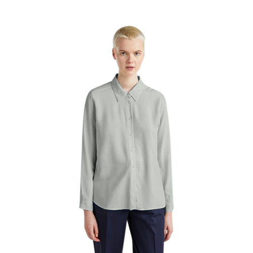 Benetton Regular Fit Viscose Shirt in Pale Olive