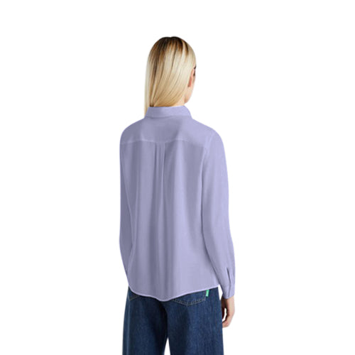 Benetton Regular Fit Viscose Shirt in Lavender