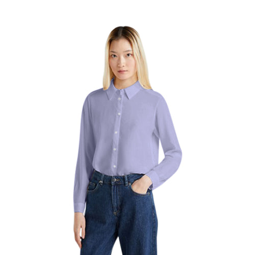 Benetton Regular Fit Viscose Shirt in Lavender