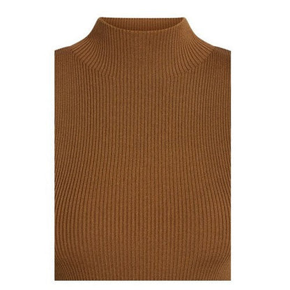 Missguided High Neck Rib Tank in Mocha