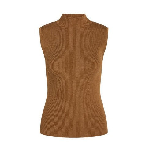 Missguided High Neck Rib Tank in Mocha