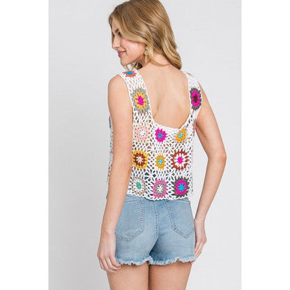 Handmade Crochet Crop Tank in White