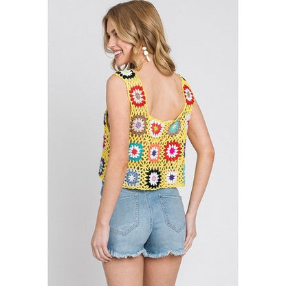 Handmade Crochet Crop Tank in Yellow