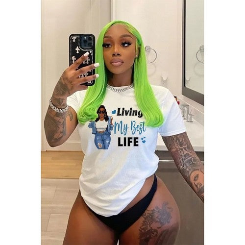 Living My Best Life Graphic Tee in White