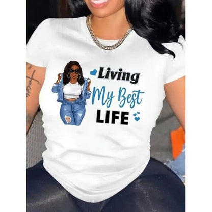 Living My Best Life Graphic Tee in White