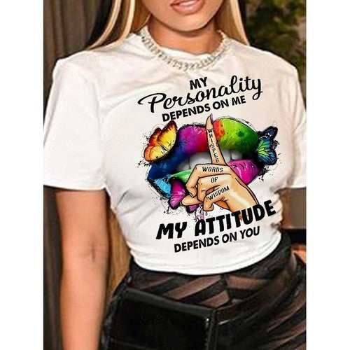 My Attitude Plus Size Graphic Tee in White