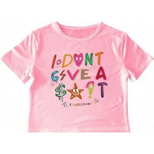 I Don't Give Crop Graphic Tee In Pink