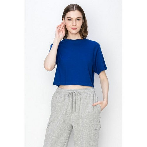 TL354-1 Cropped Oversized Thermal Jersey in Royal Blue
