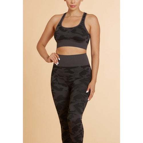 ST81033 Seamless Bra Top in Charcoal Camo