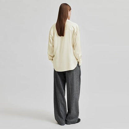 Satin Balloon Sleeve Blouse in Cream