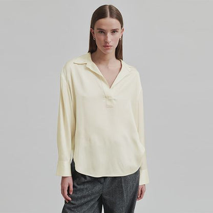 Satin Balloon Sleeve Blouse in Cream