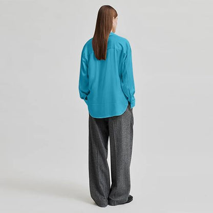 Satin Balloon Sleeve Blouse in Teal