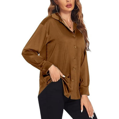 Dolman Sleeve Satin Shirt in Gold