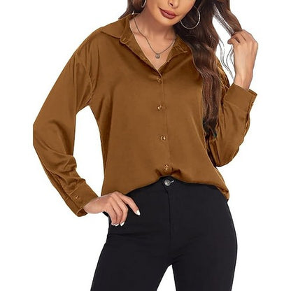 Dolman Sleeve Satin Shirt in Gold