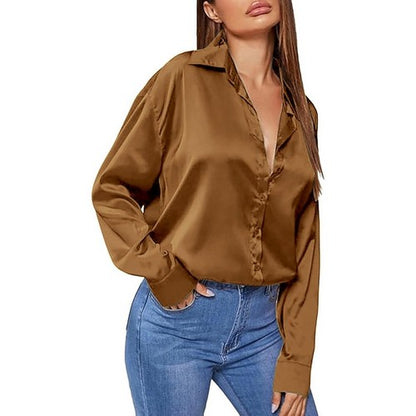 Dolman Sleeve Satin Shirt in Gold