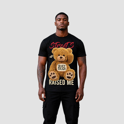 Streets Raised Me Graphic Tee in Black