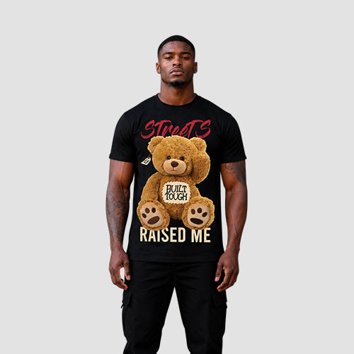 Streets Raised Me Graphic Tee in Black