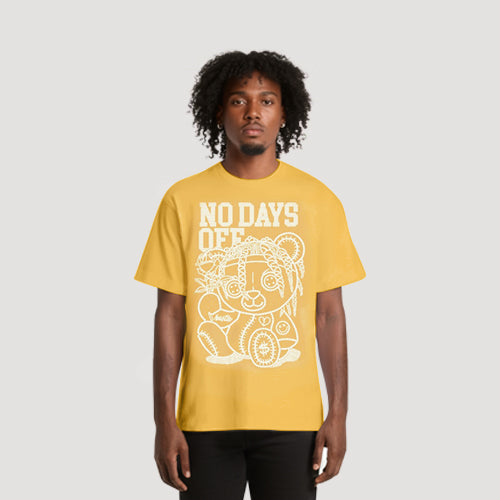 No Days Off Rhinestone Graphic Tee in Yellow