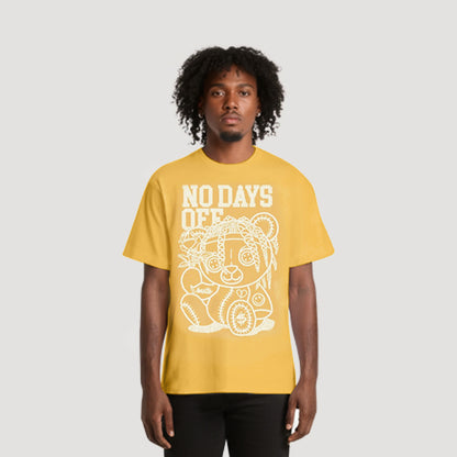 No Days Off Rhinestone Graphic Tee in Yellow